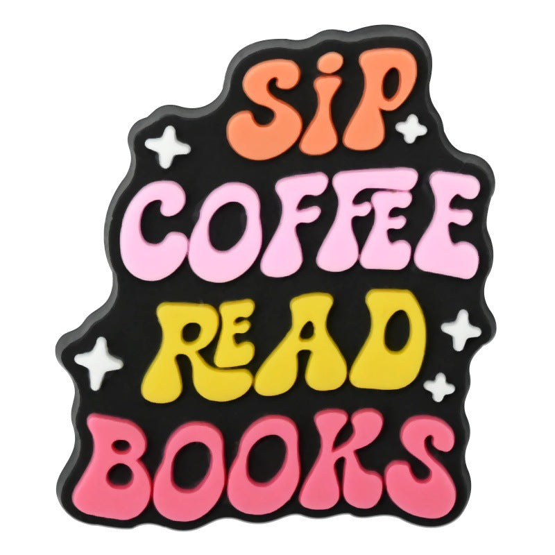 Wholesale Random 100pcs Creative and personalized phrase series   PVC Soft Rubber Shoe Buckle Decoration