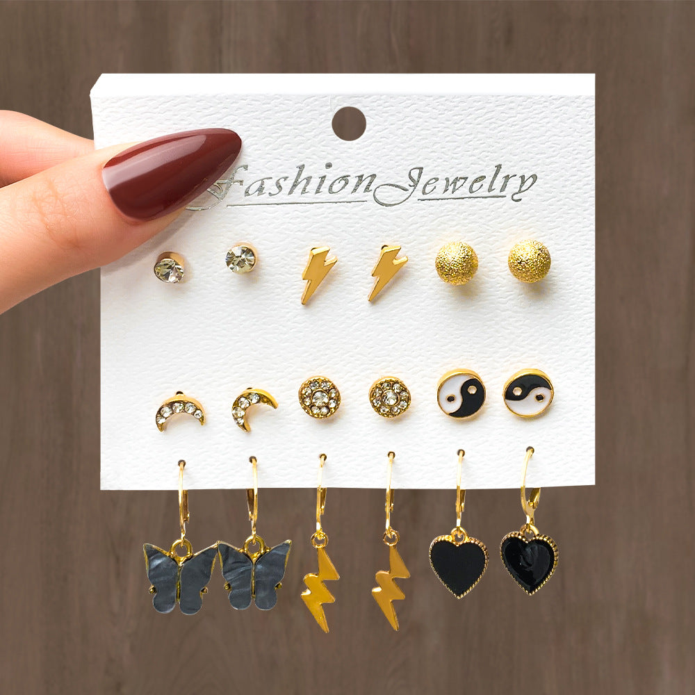 Wholesale  retro love butterfly earrings suit