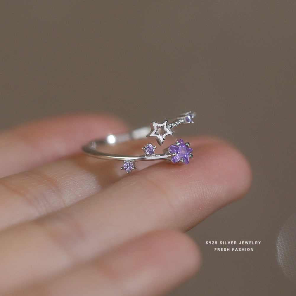 Wholesale 925 Sterling Silver Adjustable Star Zirconia Ring