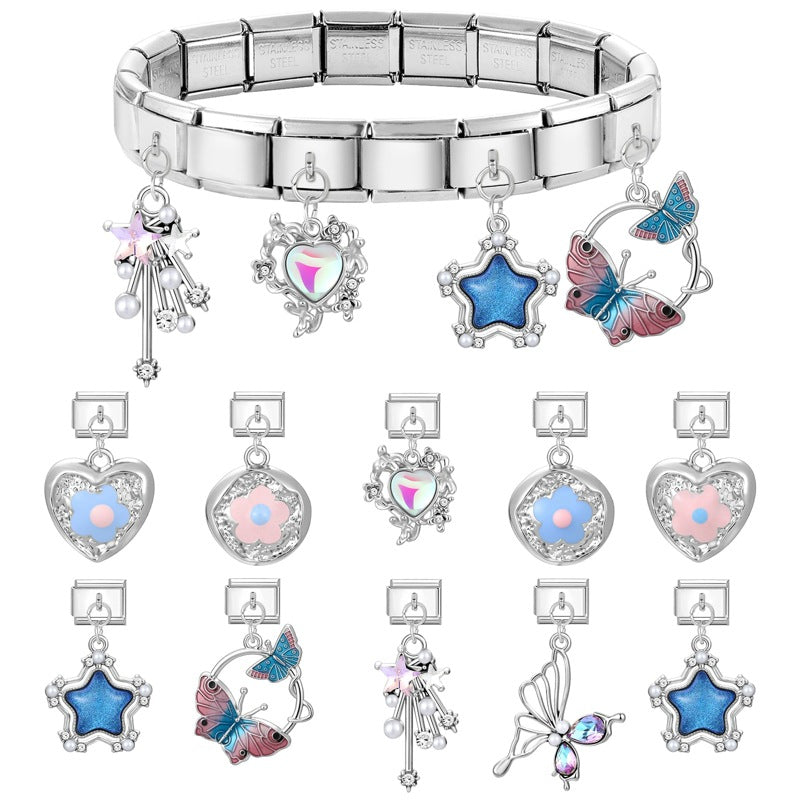 Wholesale  Italian Charm Bracelet 9mm DIY Creative Exquisite  Stainless Steel Composable Bracelet