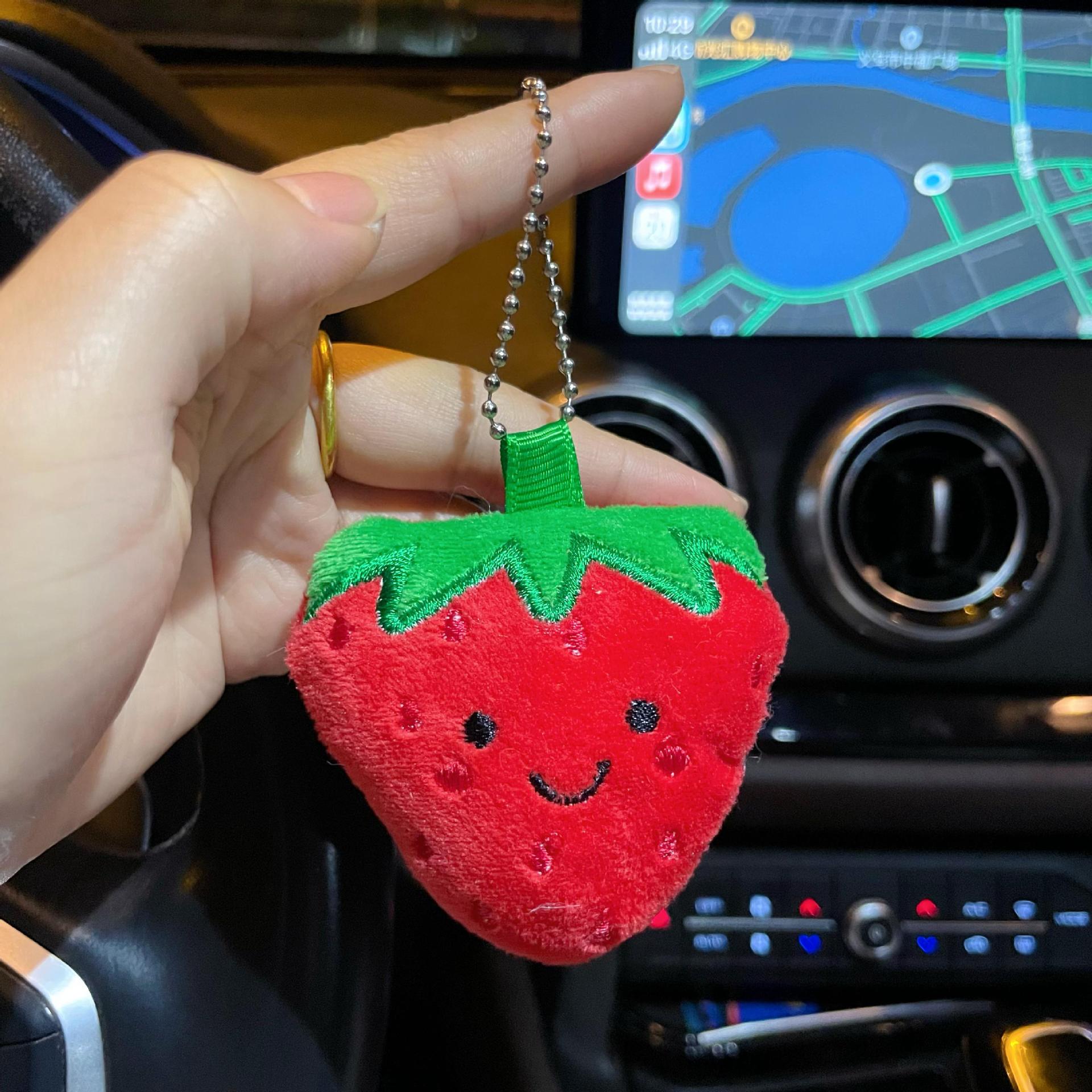 Wholesale Cute Cartoon Strawberry Plush Keychain Bag Charm Car Accessory Gift