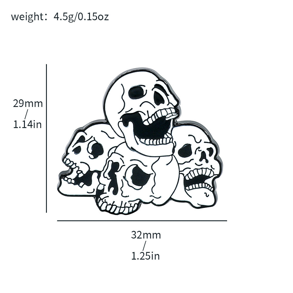 Wholesale  horror element hollow skull mask lily gold drop oil badge decoration