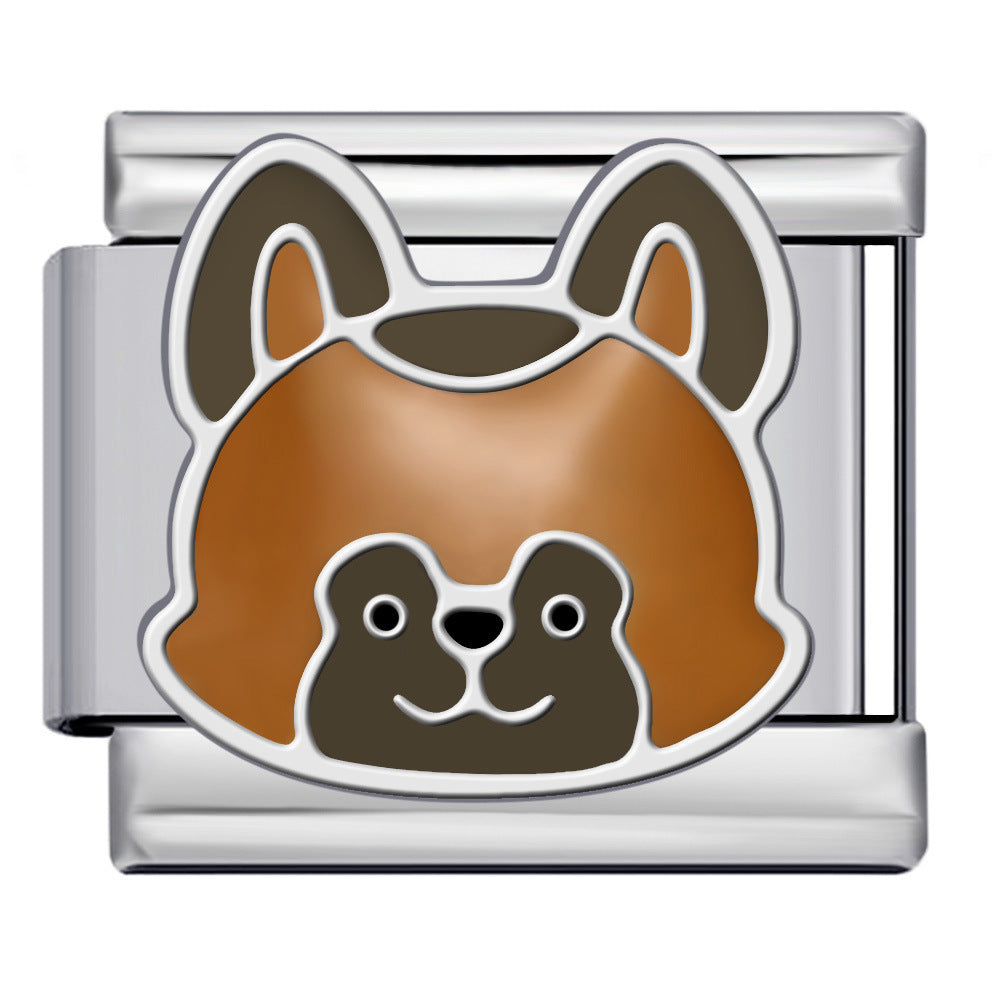 Wholesale 5pcs Italian Charm Bracelet 9mm DIY Splicing Cute Cartoon Dog Stainless Steel Composable Bracelet