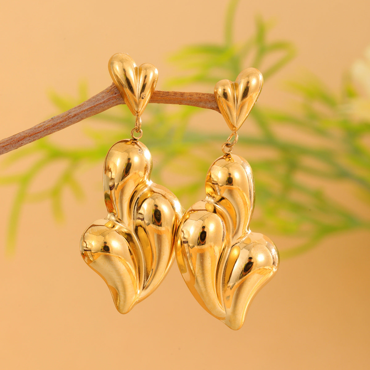 Wholesale  Retro Stainless Steel Love Irregular Earrings