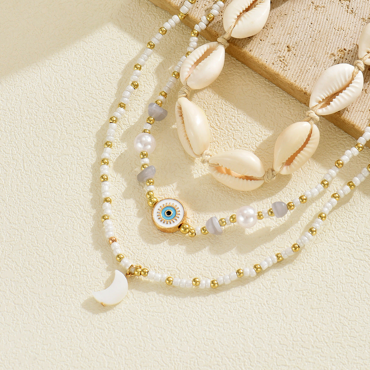 Wholesale Shell necklace light luxury rice bead jewelry necklace set