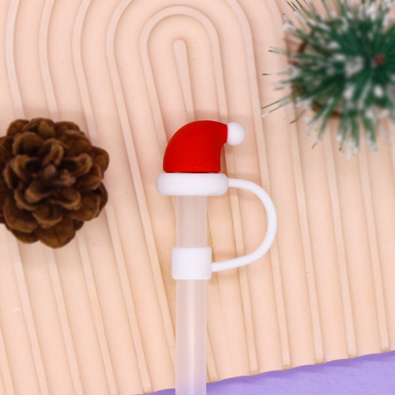 Wholesale Trendy Christmas Silicone Straw Caps Cartoon Party Straw Toppers For 8Mm 10Mm Straws Resale