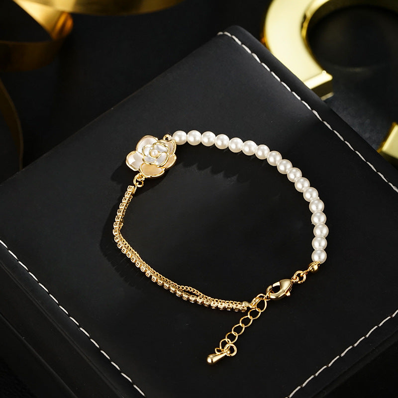 Wholesale Beaded Water Drop Oil Camellia Bracelet