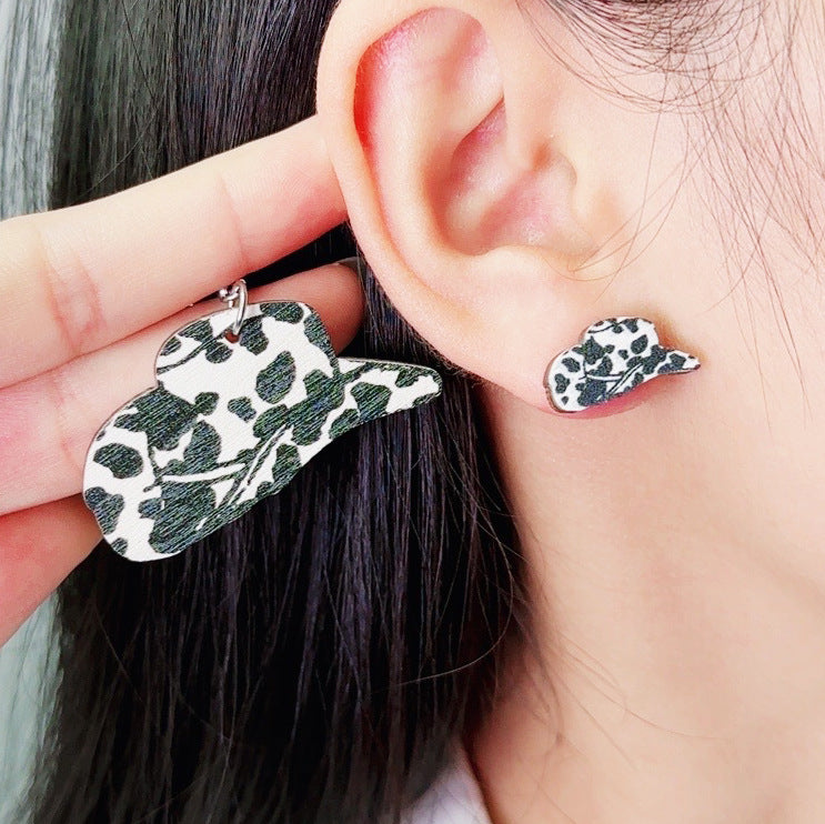 Wholesale cow head set wooden earrings