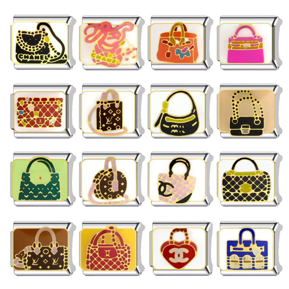 Wholesale Cartoon Stainless Steel DIY Handbag Module Bracelet Charm - Fashion Accessory and Gift for Everyday Wear