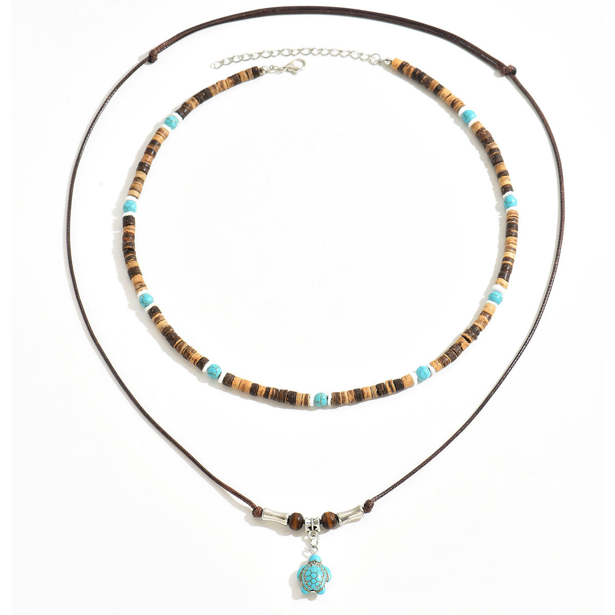 Wholesale Trendy Turquoise and Wood Bead Pendant Necklace for Men,  Fashion Layering Jewelry Accessory,  Gift Idea