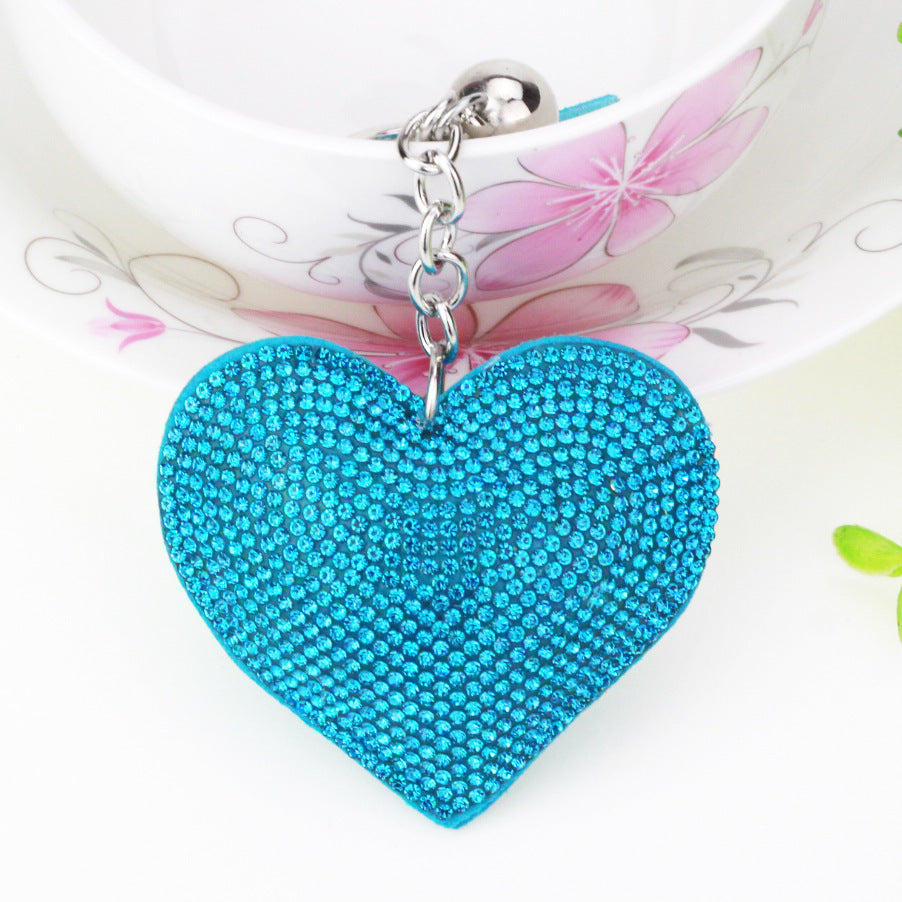 Wholesale 12pcs Heart Shape Hot Diamond Leather Keychain ACC-KC-DC001
