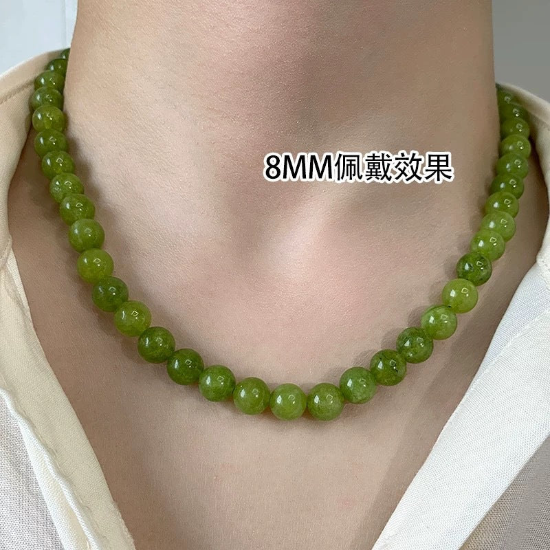 Wholesale Geometric Layered Agate Beaded Necklace Green 6mm Multi-layer Jewelry Accessory