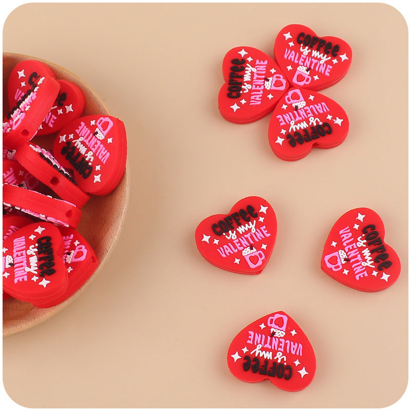 Wholesale 10pcs Valentine's Day Cartoon Love Silicone Focal Beads ACC-BDS-GuangTian006