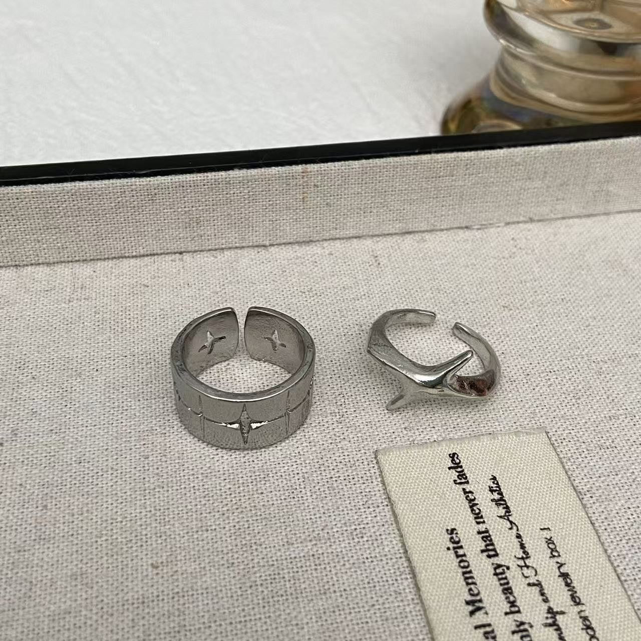 Wholesale Shining Star   Open Silver Wide Version Stacking Rings