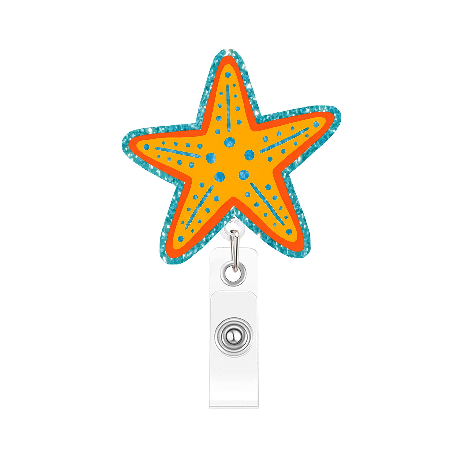 Wholesale Ocean-Themed Acrylic Retractable ID Badge Reel - nut Tree Dolphin Sea Turtle Design,  Office Gift