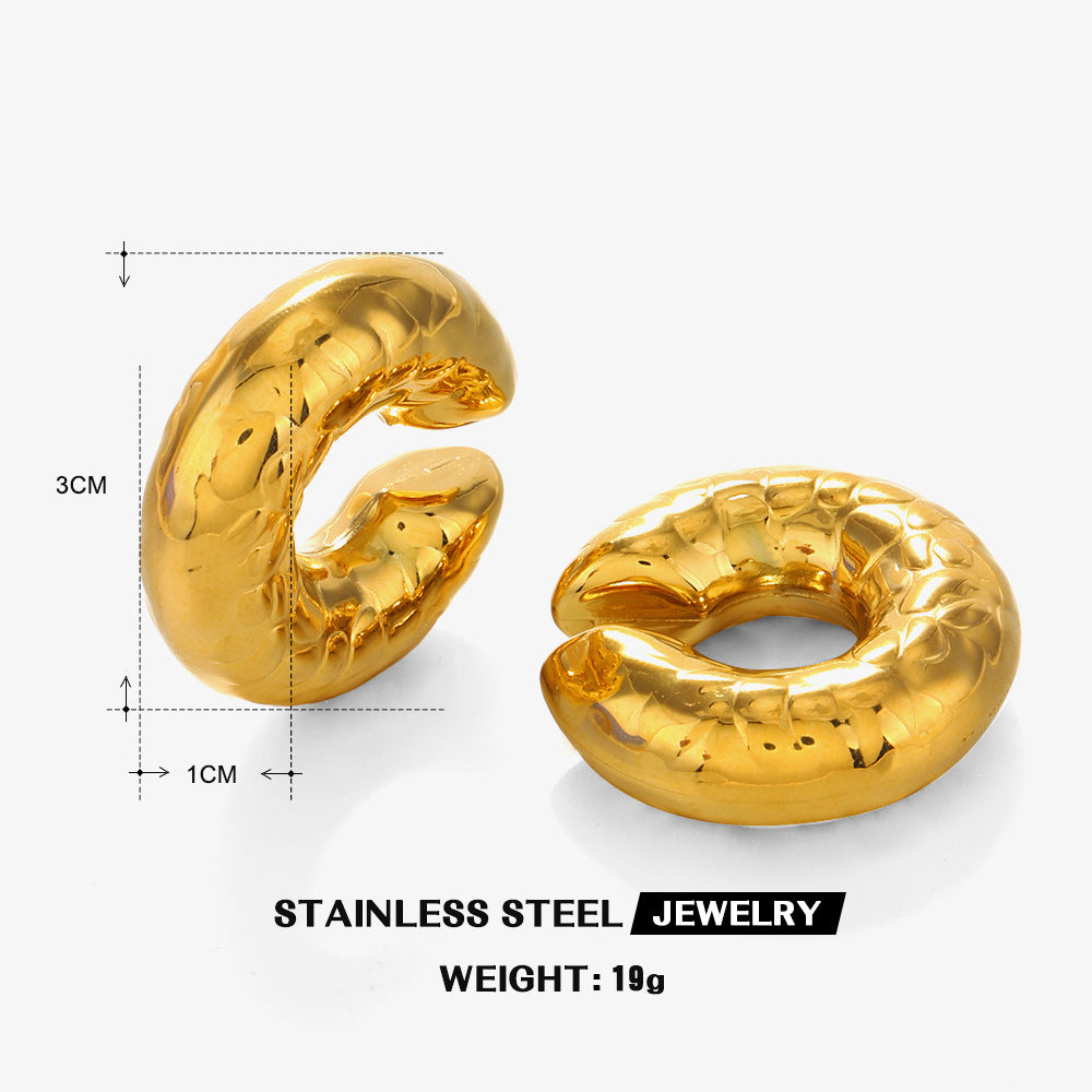 Wholesale C-shaped 18K gold plated stainless steel hollow ear bones