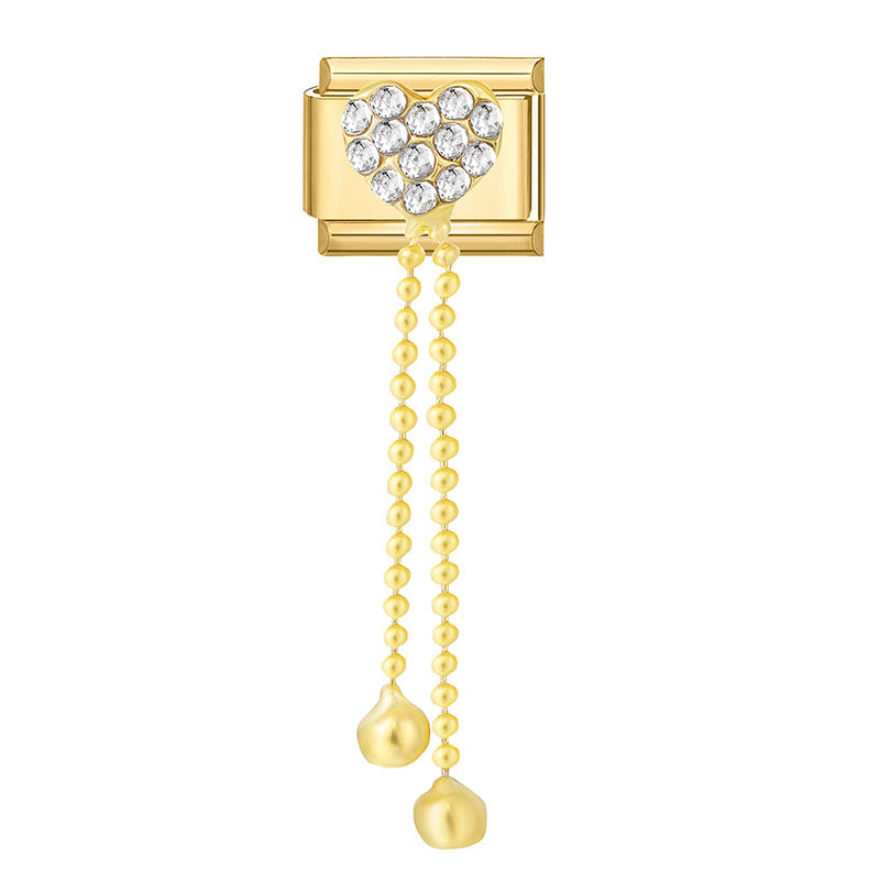 Wholesale Italian Beaded Bracelet 9mm DIY Splicing Removable Gold Bottom Diamond Pendant Series Stainless Steel Combinable Bracelet