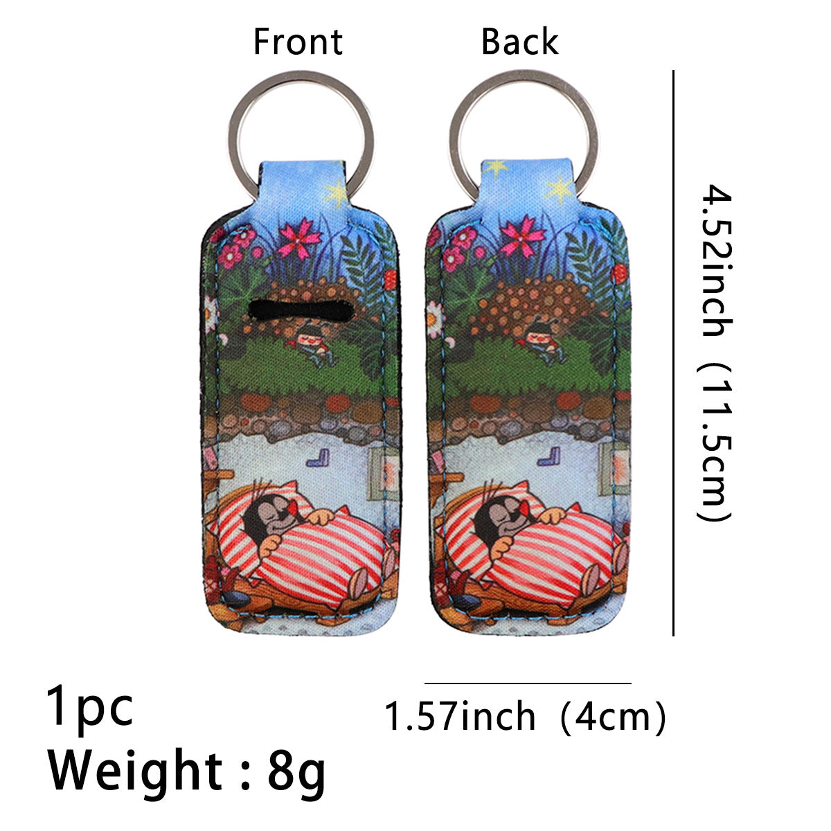 Wholesale 6pcs Cute cartoon lipstick protective case keychain