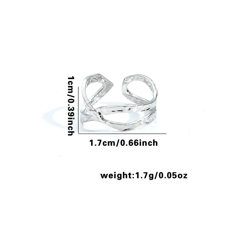 Wholesale Geometric Asymmetrical Heart Titanium Steel Ring Chic Boutique Resale
