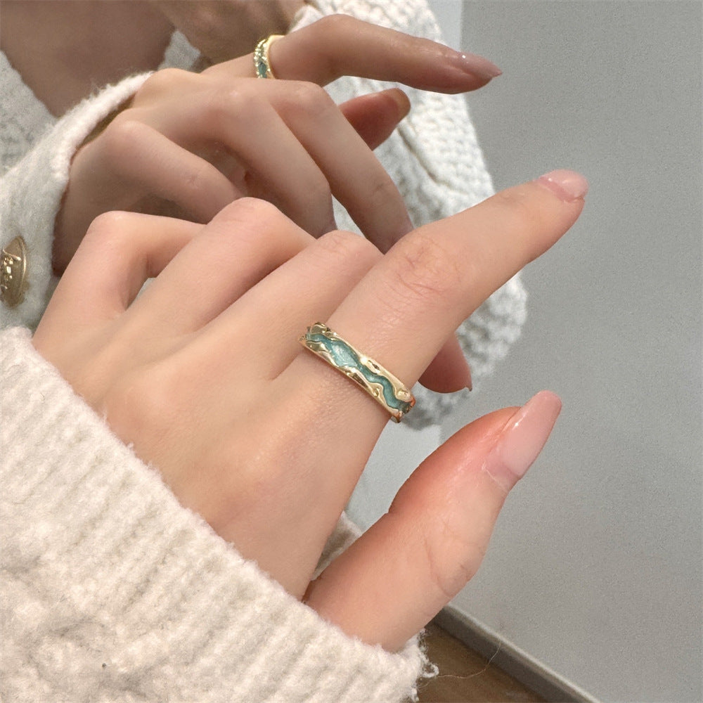 Wholesale Colored Enamel Butterfly Ring Pearl Open Ring ACC-RS-Yues008