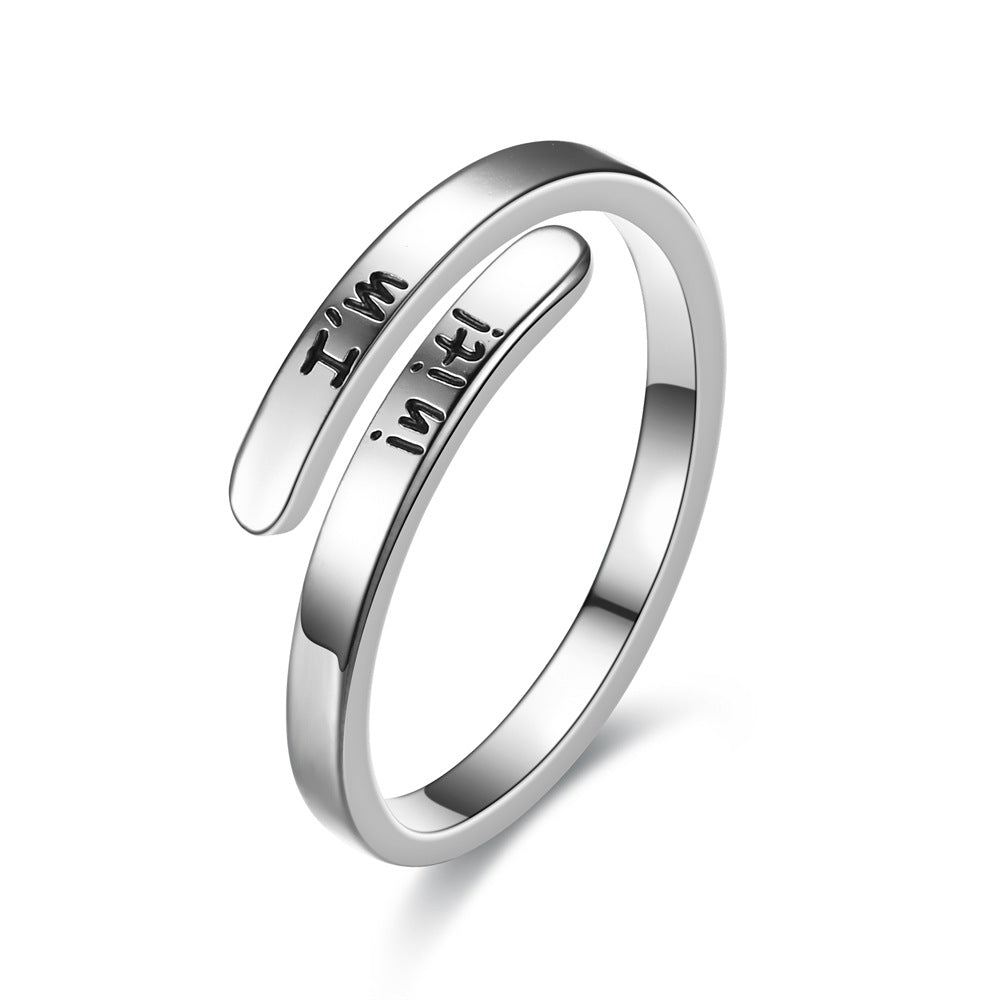 Wholesale Opening I Am Enough Inspirational Couple Rings Adjustable Rings Stainless Rings Stainless Steel ACC-RS-TengSui004