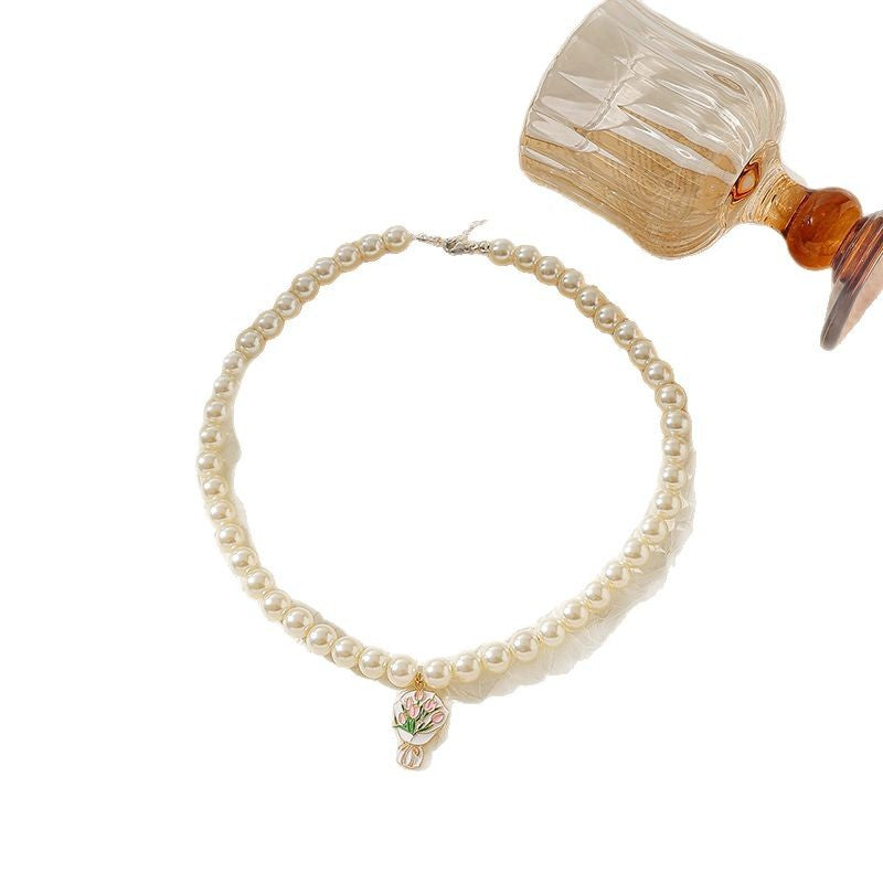 Wholesale Sunflower and Daisy Pollen Pearl Necklace