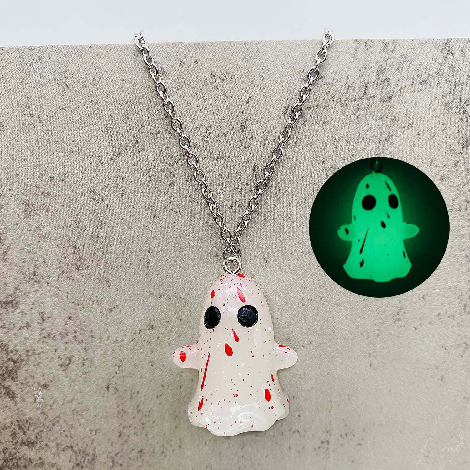 Wholesale Halloween 3D Luminous Ghost Pumpkin Earrings Necklace Sets ACC-ES-ChenY032