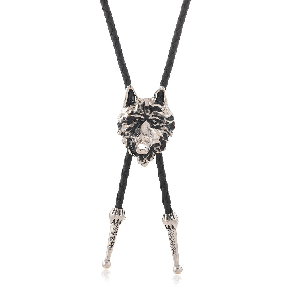 Wholesale Vintage Alloy Wolf Head Pendant Necklace