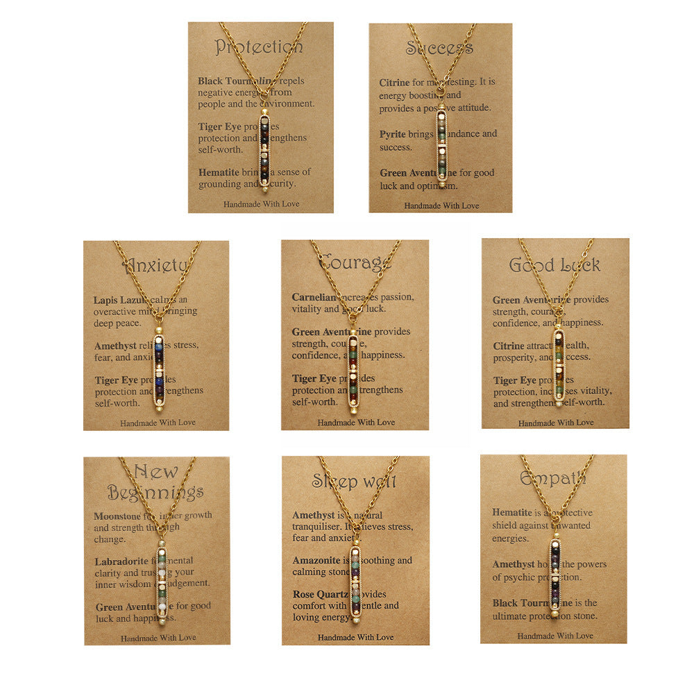 Wholesale Handmade Stone Pendant Necklace Stainless Steel Chain Jewelry Accessory for Women Boutique Resale