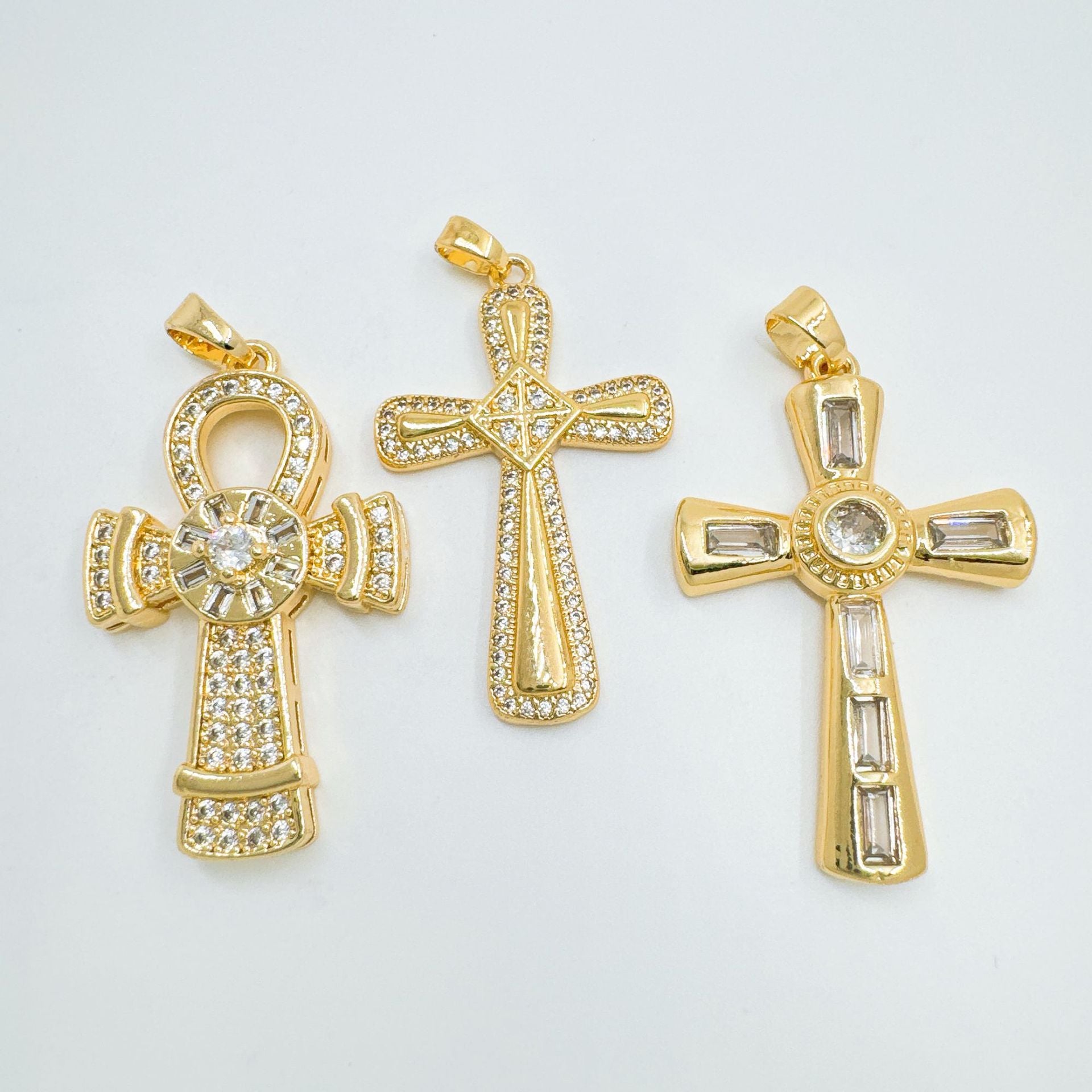 Wholesale Gold Plated Zircon Cross Pendant Jewelry Accessory