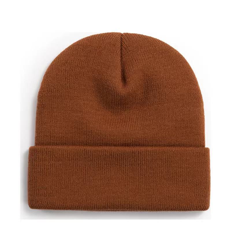 Wholesale Solid color knitted hat,  smooth plate cold hat curled brim Hat