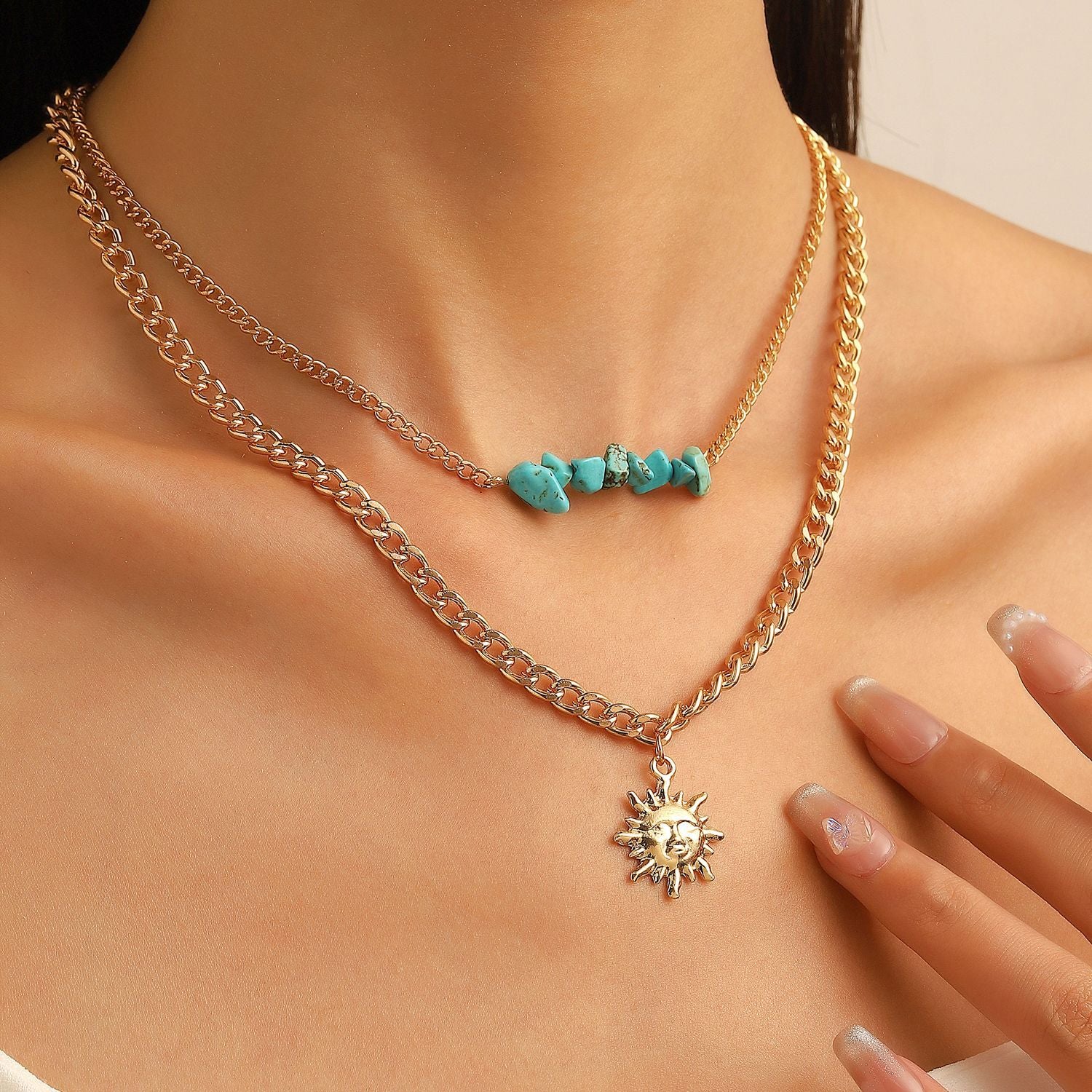 Wholesale Bohemian Turquoise Pendant Necklace - Alloy Electroplated Retro Snail Heart Charm,  Fashion Accessory