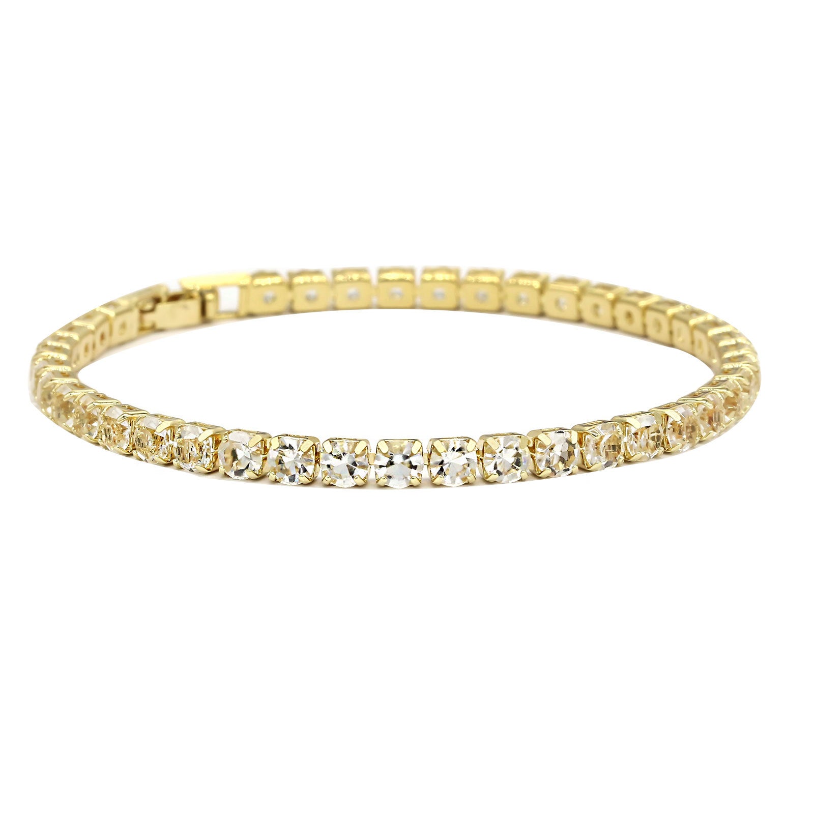 Wholesale Stylish Alloy Tennis Bracelet Geometric Rhinestone Design Platinum White Finish 17Cm Unisex Everyday Jewelry Gift