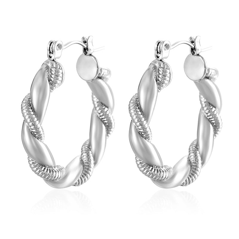 Wholesale Stainless Steel Earrings All-match Women's Round Wrap Earrings
