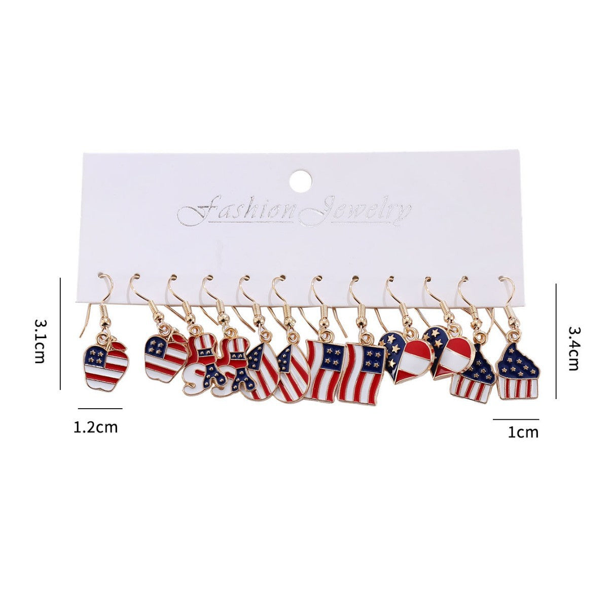 Wholesale Independence Day Red, White and Blue Star Striped American Flag Earrings Set