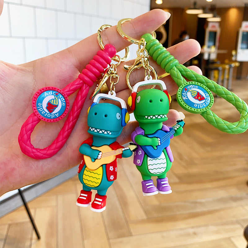 Wholesale Cartoon DJ Little Dinosaur Doll PVC Keychain Cute Keychain ACC-KC-ErLu010
