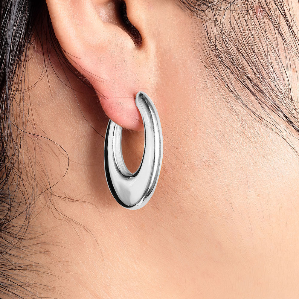 Wholesale  304 Titanium Steel Oval Earrings U-Shape Geometric 18K Gold Earrings