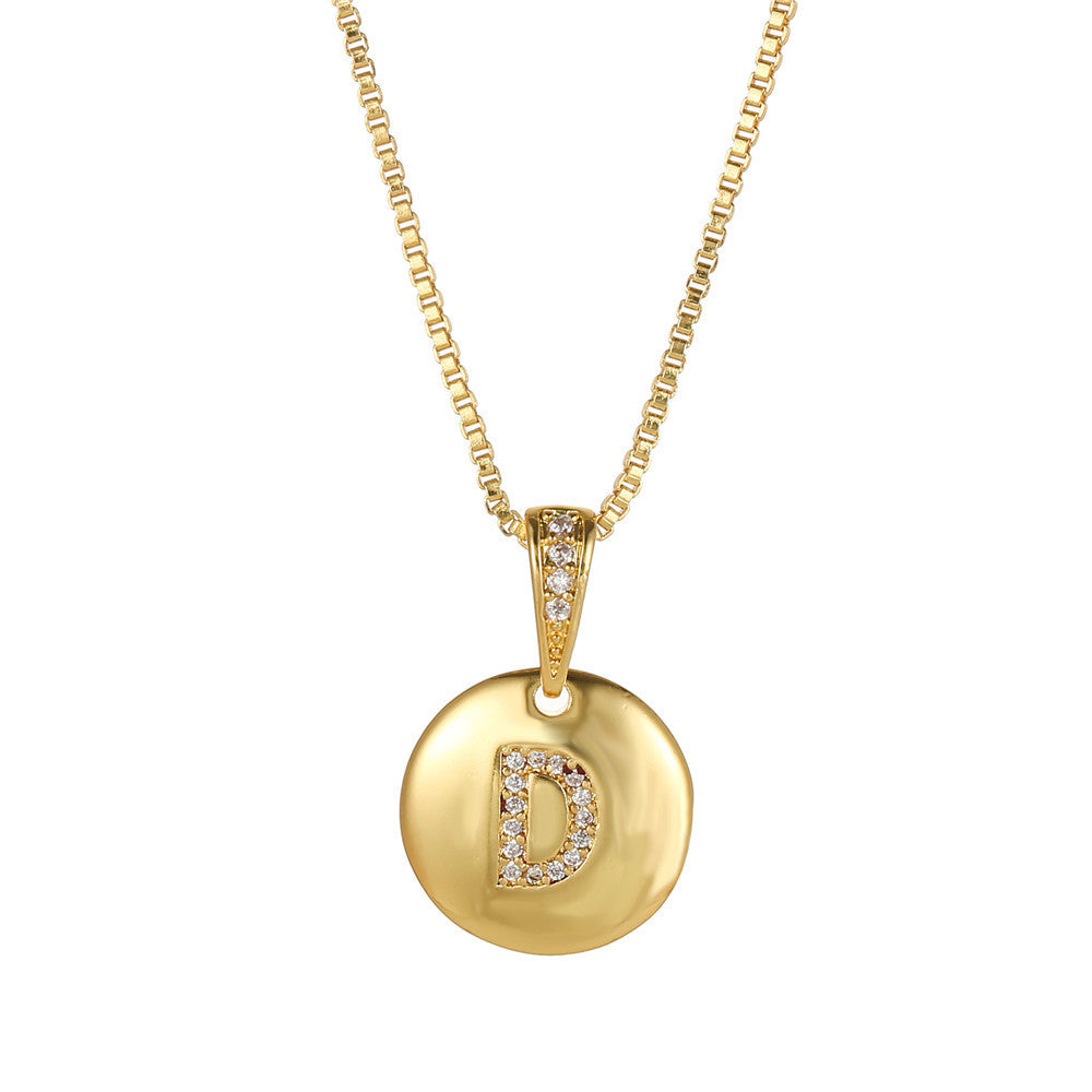 Wholesale Copper Inlaid Zircon 26 English Letter Necklaces ACC-NE-ZhuJi008