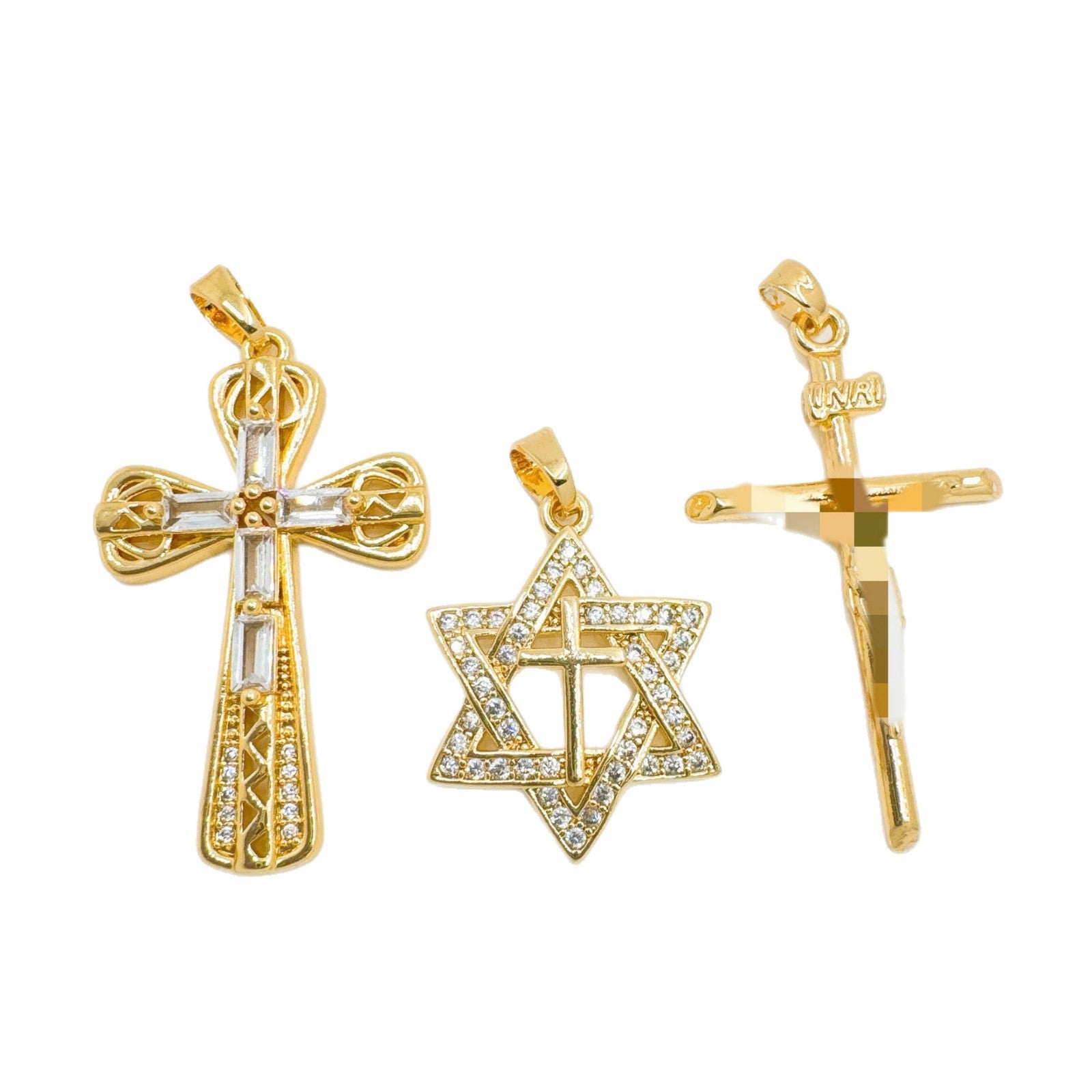 Wholesale Trendy Cross Pendant Necklace Gold Plated Copper Jewelry Accessory Gift