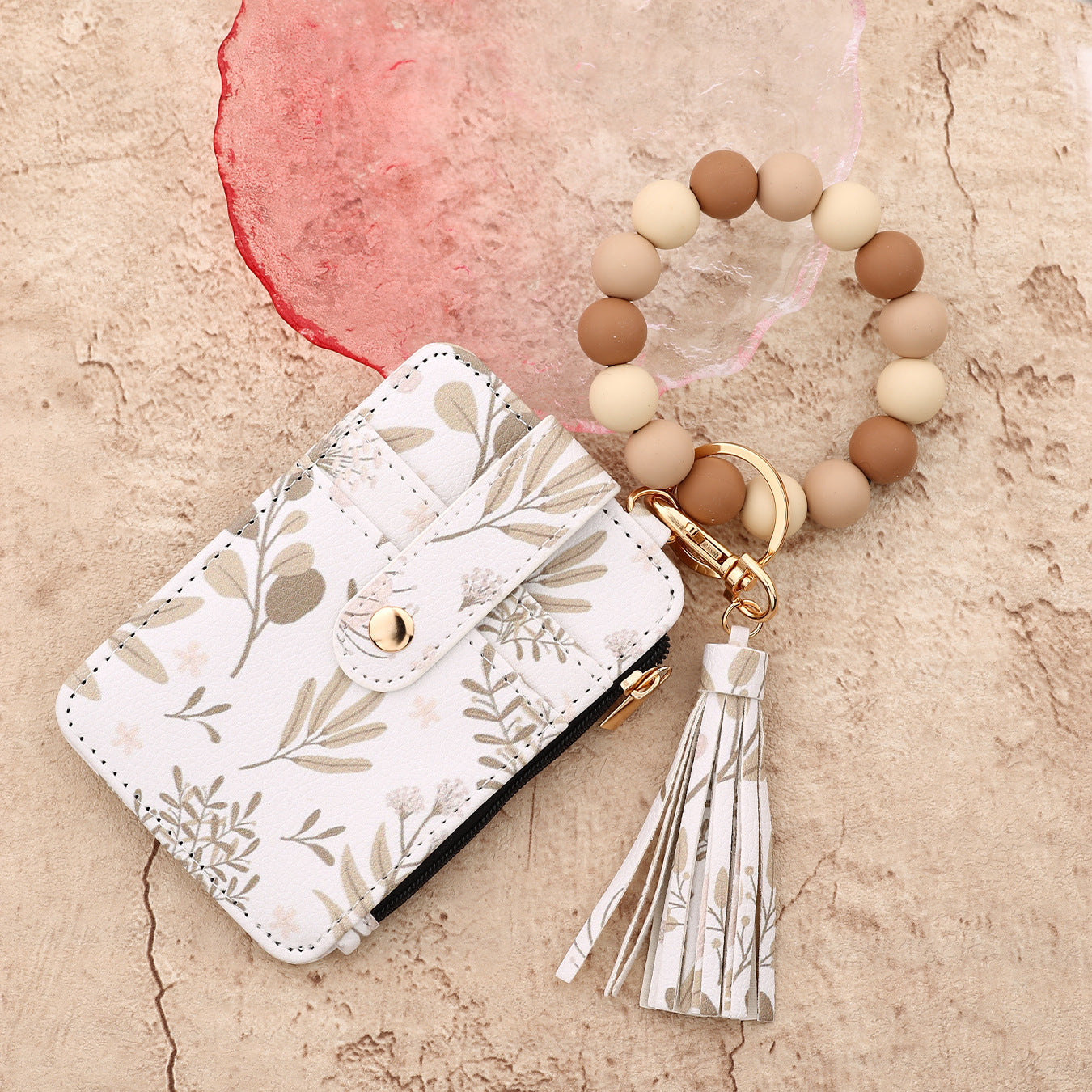 Wholesale PU leather printed card holder and keychain