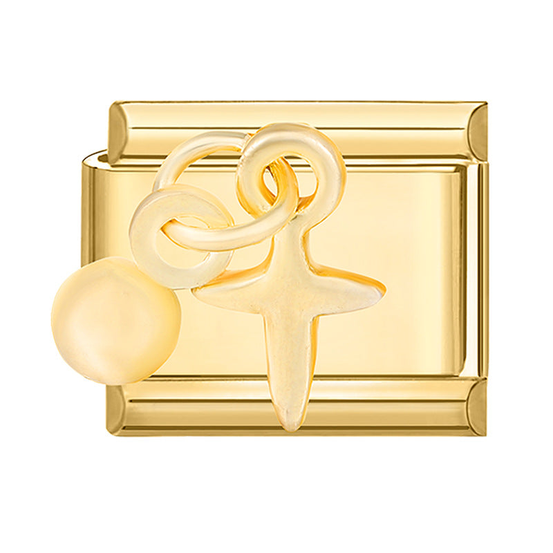 Wholesale Italian Beaded Bracelet 9mm DIY Splicing Removable Gold Bottom Diamond Pendant Series Stainless Steel Combinable Bracelet