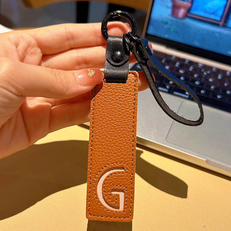 Wholesale Leather 26 Letter Keychain Chic Car Key Accessory Decorative Bag Charm