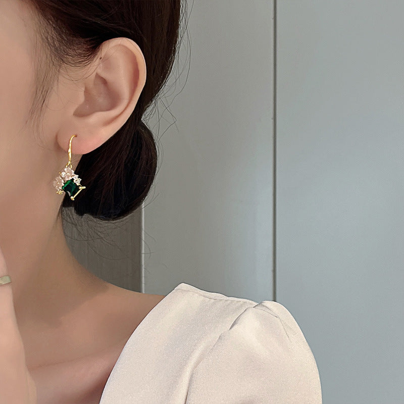 Wholesale Vintage Emerald Crystal Flower Earrings ACC-ES-ZhiShifang007
