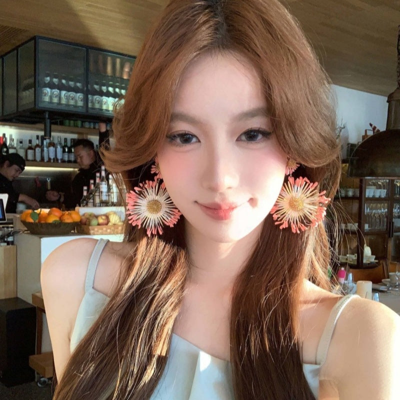 Wholesale  Sunflower Earrings Exaggerated Earrings
