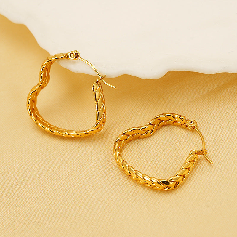 Wholesale Vintage Twisted Earrings Heart Earrings Stainless Steel Earrings ACC-ES-ZhongYao007