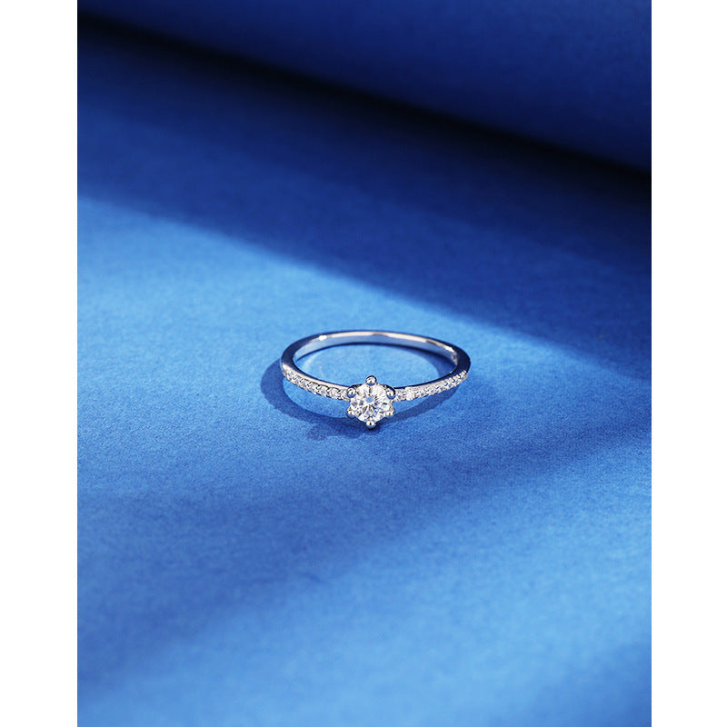 Wholesale S925 sterling silver niche 40 points moissanite diamond ring