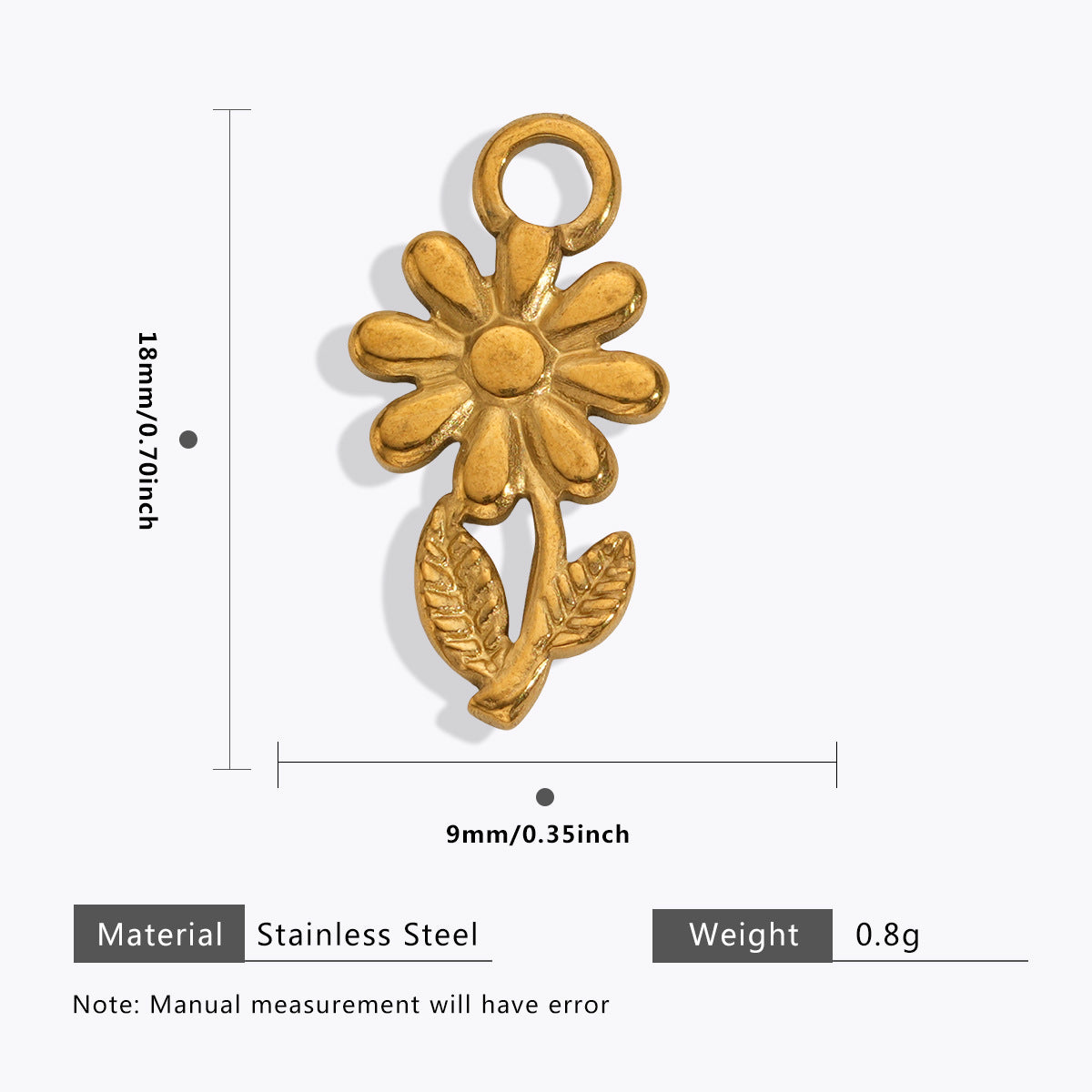 Wholesale 5pcs Stainless steel 18K vacuum plating color  flower pendant