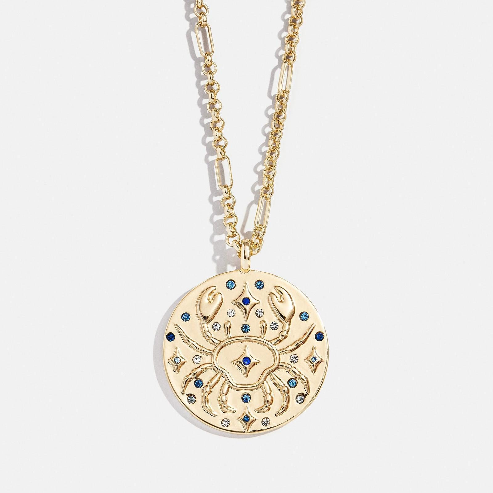 Wholesale Round 12 Zodiac Signs Full Diamond Coin 12 Zodiac Signs Necklace