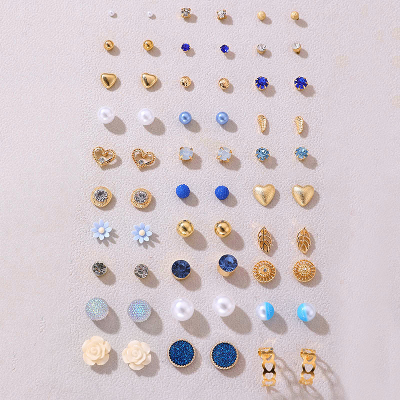 Wholesale diamond compact exquisite love pearl geometric combination female earrings