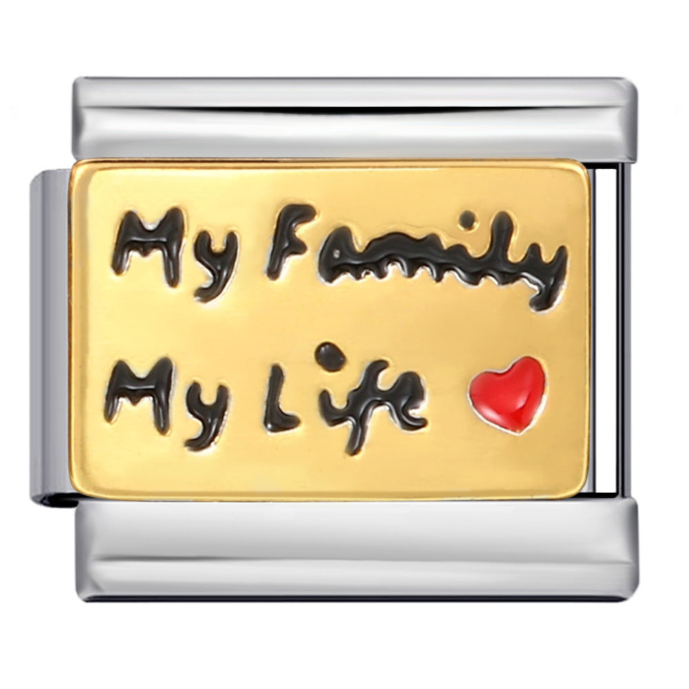 Wholesale Italian Charm Bracelet 9mm DIY Splicing Removable Love English Stainless Steel Composable Bracelet